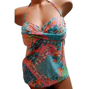 INTO THE BLEU By Amerex Swim Tankini SWIMWEAR Floral Tropical Bikini Top Size 12